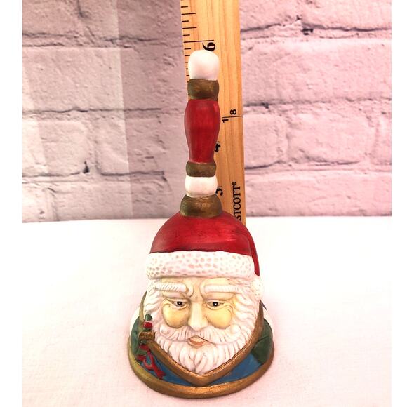 Santa Claus Bisque Ceramic Hand Painted Christmas Holiday Hand Bell - Picture 7 of 8